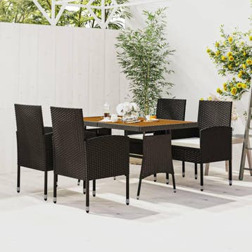 vidaXL 5-delige Tuinset poly rattan zwart, Tuin en Terras, Tuinsets en Loungesets, Verzenden, Nieuw, 4 zitplaatsen, Tuinset