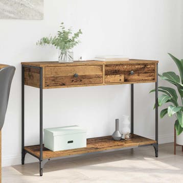 vidaXL Wandtafel Oud Hout 100 x 34,5 x 75 cm Bewerkt hout, Minder dan 45 cm, Verzenden, Nieuw, 70 cm of meer