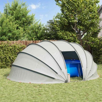 vidaXL Zwembad Tent Koepel 538 x 440 x 204 cm Grijs, Verzenden, Nieuw