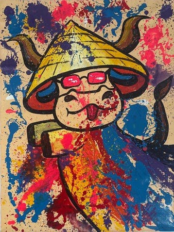 Nguyen T.H (1988) - Cochon Pop-Zen 80 60 cm - No Reserve
