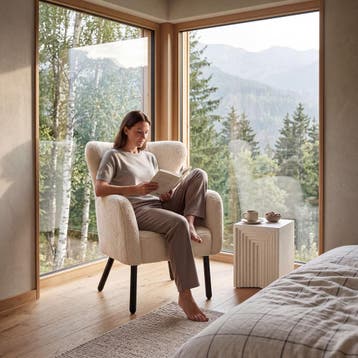 Fauteuil Vänersborg, dik gestoffeerd, met bouclé-bekleding, Verzenden, Nieuw