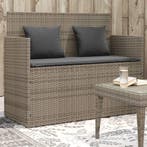 vidaXL Tuinbank met kussens poly rattan grijs, Tuin en Terras, Tuinbanken, Verzenden, Nieuw, Rotan