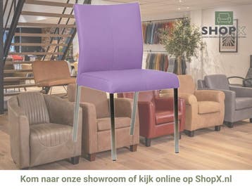Leren eetkamerstoel Basic - Toledo Lila (lichtpaars) -, Huis en Inrichting, Stoelen, Overige kleuren, Nieuw, Leer, Ophalen of Verzenden