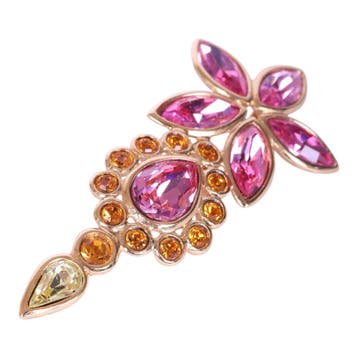Yves Saint Laurent Bloemtak Broche Fuchsia Kristal, Verzenden, Zo goed als nieuw