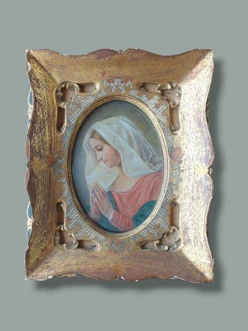 Ovalen met Madonna - Vintage - Hout - 1950-1960 - Ovaal met