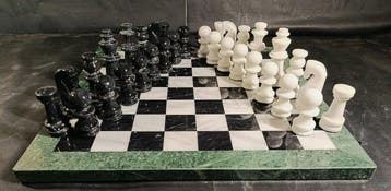 Schaakspel - Lujo - Witte marmer, Zwarte marmer