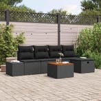 vidaXL Tuinbankenset met kussen met opslag 6 pcs Zwart poly, Verzenden, Nieuw, Rotan, 6 zitplaatsen