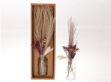 Droogbloemen arrangement in geschenkdoos incl. fles, Ophalen of Verzenden, Nieuw