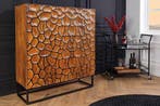 Massief houten highboard VULCANO 120cm bruin mangohout met, Ophalen of Verzenden, Nieuw
