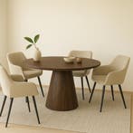 Mangohouten eettafel Mick rond bruin 110cm, Verzenden, Rond, Nieuw, Industriële meubels