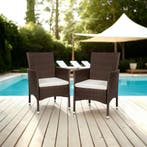 2 Wicker tuinstoelen met 4 kussenhoezen - bruin / beige, Verzenden, Nieuw