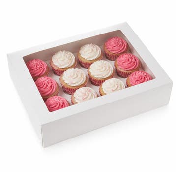 HoM Cupcake Doosje 12 Wit (incl. tray met venster) 2st., Verzenden, Nieuw