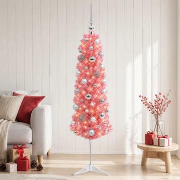 vidaXL Smalle kunstkerstboom met kerstballen 120 cm 150, Verzenden, Nieuw