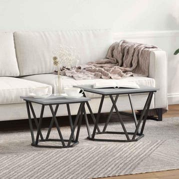 vidaXL Bijzettafelset 2 st Grijs Sonoma 50 x 50 x 40 cm, Huis en Inrichting, Verzenden, Vierkant, Nieuw, 50 tot 100 cm