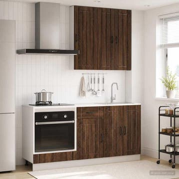 vidaXL Keukenblok LUCCA 5 st Bruin eiken Bewerkt hout, Verzenden, Nieuw, Bruin