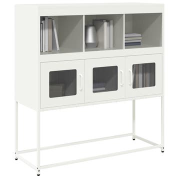 vidaXL Dressoir 100,5x39x107 cm koudgewalst staal wit, Verzenden, Nieuw, Metaal