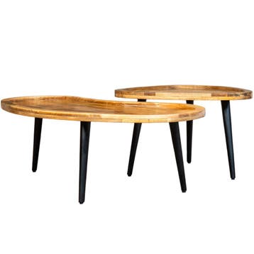 Salontafel Mangohout S Timo - Set Van 2, Verzenden, Nieuw, Industriële meubels, Overige vormen