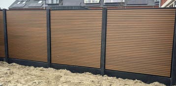 Composiete schutting | incl plaatsen | €145,- pm, Nieuw, Kunststof, 1 tot 2 meter