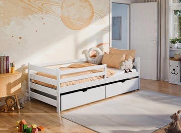 Kinderbed met Lade Lio - 90 x 200 - Wit, Verzenden, Nieuw, 180 cm of meer, 85 tot 100 cm