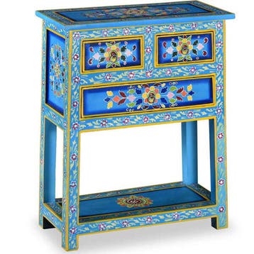 Dressoir Mangohout - Handgeschilderd | Retourdeal 59% Kor..., Gebruikt, Retrostijl, Met lade(s), 25 tot 50 cm