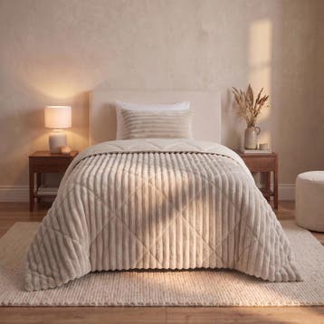 Lazy all-in-one dekbed ribstof - off white - 140 x 200 cm |, Verzenden, Nieuw