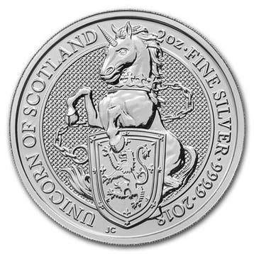 Queens Beast Unicorn 2 oz 2018, Postzegels en Munten, Verzenden, Losse munt, Zilver