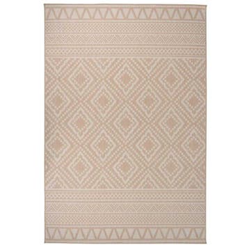 vidaXL Buitenkleed met patroon platgeweven 160x230 cm bruin, Verzenden, Nieuw, Bruin