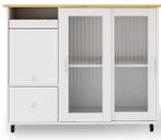 Opvouwbaar Keukeneiland 112 cm – Glazen Deuren & Eikenlook, Verzenden, Nieuw