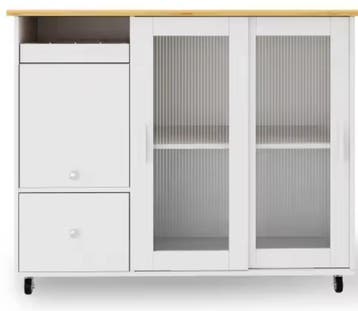 Opvouwbaar Keukeneiland 112 cm – Glazen Deuren & Eikenlook, Verzenden, Nieuw