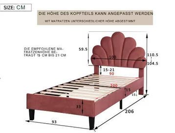 Gestoffeerd Kinderbed 90x200 cm – Bloem Hoofdbord, Verzenden, Nieuw