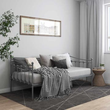 vidaXL Slaapbank metaal grijs 90x200 cm, 90 cm, Eenpersoons, Verzenden, Nieuw
