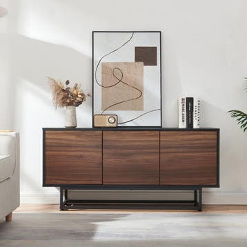 Commode Boxholm 120x30x55 cm zwart en walnootkleurig [en.cas, Verzenden, Nieuw