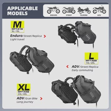 Rhinowalk Waterdichte Motor Zadel Tassen - 18L, 28L, 48L - M, Verzenden, Nieuw
