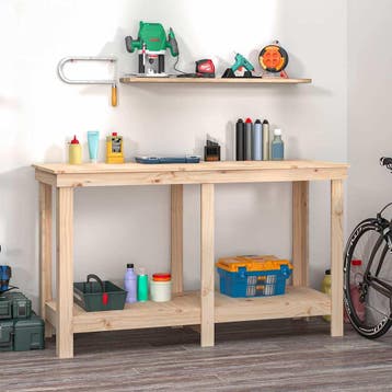 vidaXL Werkbank 140x50x80 cm massief grenenhout, Doe-het-zelf en Verbouw, Verzenden, Nieuw