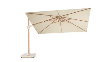 Challenger T2 premium parasol 260x350 cm teak champagne met, Tuin en Terras, Ophalen of Verzenden, Nieuw