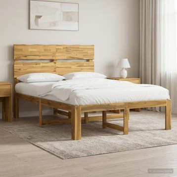 vidaXL Tweepersoonsbed met hoofdeinde ROSTOCK Wit 135 x 190, Verzenden, Wit, Nieuw, Twijfelaar