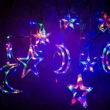 Kerst Gordijn Maan & Ster 2 Meter - RGB, Ophalen of Verzenden, Nieuw