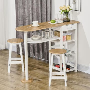 Bartafel Set met 2 Krukjes, Lade, Planken, Mand en Flessenre, Verzenden, Nieuw