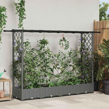 vidaXL Verhoogd Bed met Trellis en Dak Lichtgrijs 203 x 40 x, Verzenden, Nieuw, Minder dan 60 cm, 60 cm of meer