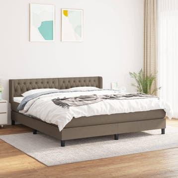 vidaXL Boxspring met matras stof taupe 180x200 cm, Eenpersoons, Verzenden, Nieuw, 80 cm