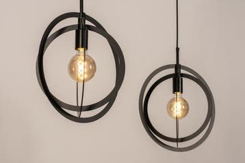 Rietveld Hanglampen - Zwart - Metaal, Huis en Inrichting, Lampen | Hanglampen, Verzenden, Nieuw