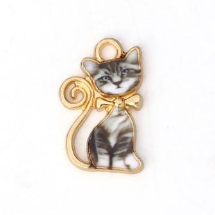 1 x DQ Gold Plated bedel kat 21 x 13 mm – oogje 2,3 mm –, Ophalen of Verzenden, Nieuw, Bedel