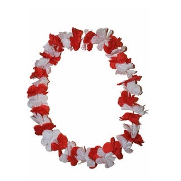 Funny Fashion Hawaii krans slinger - kunststof - rood en w.., Verzenden, Nieuw