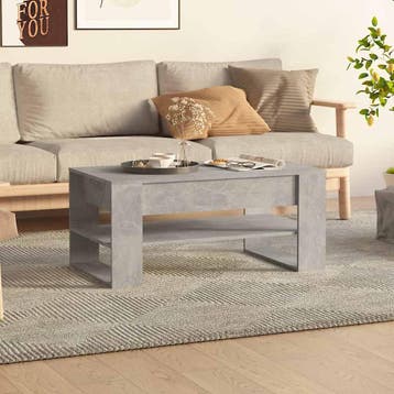 vidaXL Salontafel 102x55x45 cm bewerkt hout betongrijs, 100 tot 150 cm, Verzenden, Nieuw, 50 tot 100 cm