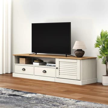 vidaXL Tv-meubel VIGO 156x40x40 cm massief grenenhout wit, Huis en Inrichting, Kasten | Televisiemeubels, Verzenden, 150 tot 200 cm