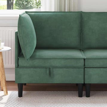 vidaXL Bank met opslag Zeegroen Fluweel, Huis en Inrichting, Banken | Bankstellen, Verzenden, Nieuw, Stof, Minder dan 150 cm