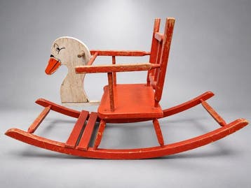 Stoel - Hout - Kinder-schommelstoel, Antiek en Kunst