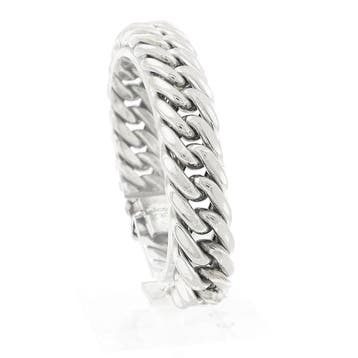 Massief zilveren gourmet schakelarmband, Sieraden, Tassen en Uiterlijk, Armbanden, Ophalen of Verzenden, Gebruikt, Zilver, Zilver