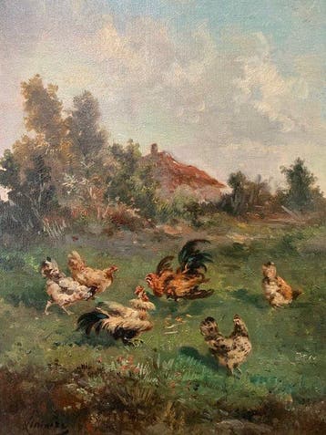 Louis Marie Lemaire (1824-1910) - Hühner