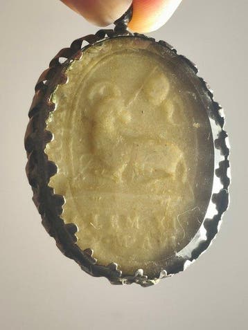 Antiek Reliekhouder - Was, Glas, Metaal - 1700-1750 - Agnus, Antiek en Kunst